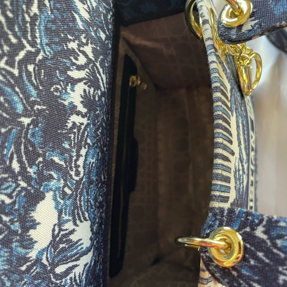 Dior White Blue and Gray Lady-D Canvas Bag - Picture 6 of 17